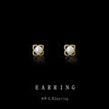 Mini Gold Open Flower Pearl Stud Earrings Tiny Frame view 3