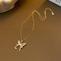 Gold Crystal Butterfly Pendant Necklace Decorative Jewelry view 3