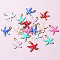 Colorful Enamel Starfish Charms With Gold Tone Loops view 1