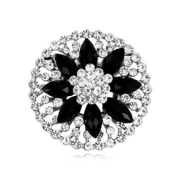 Black White Flower Metal Brooch Pin for Jackets and Lapels