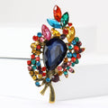 Crystal Leaf Spray Brooch with Faceted Stones for Jackets and Scarves view 2