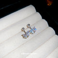 Silver Tone Crystal Bow Stud Earrings with Short Drops view 3