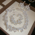 Beaded Fan Pearl Necklace Bracelet And Drop Earrings view 1