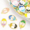 Pastel Moon and Star Oval Enamel Charm Collection for Jewelry Making view 1