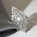 Baguette Sunburst Marquise Statement Ring In Silver Tone view 1