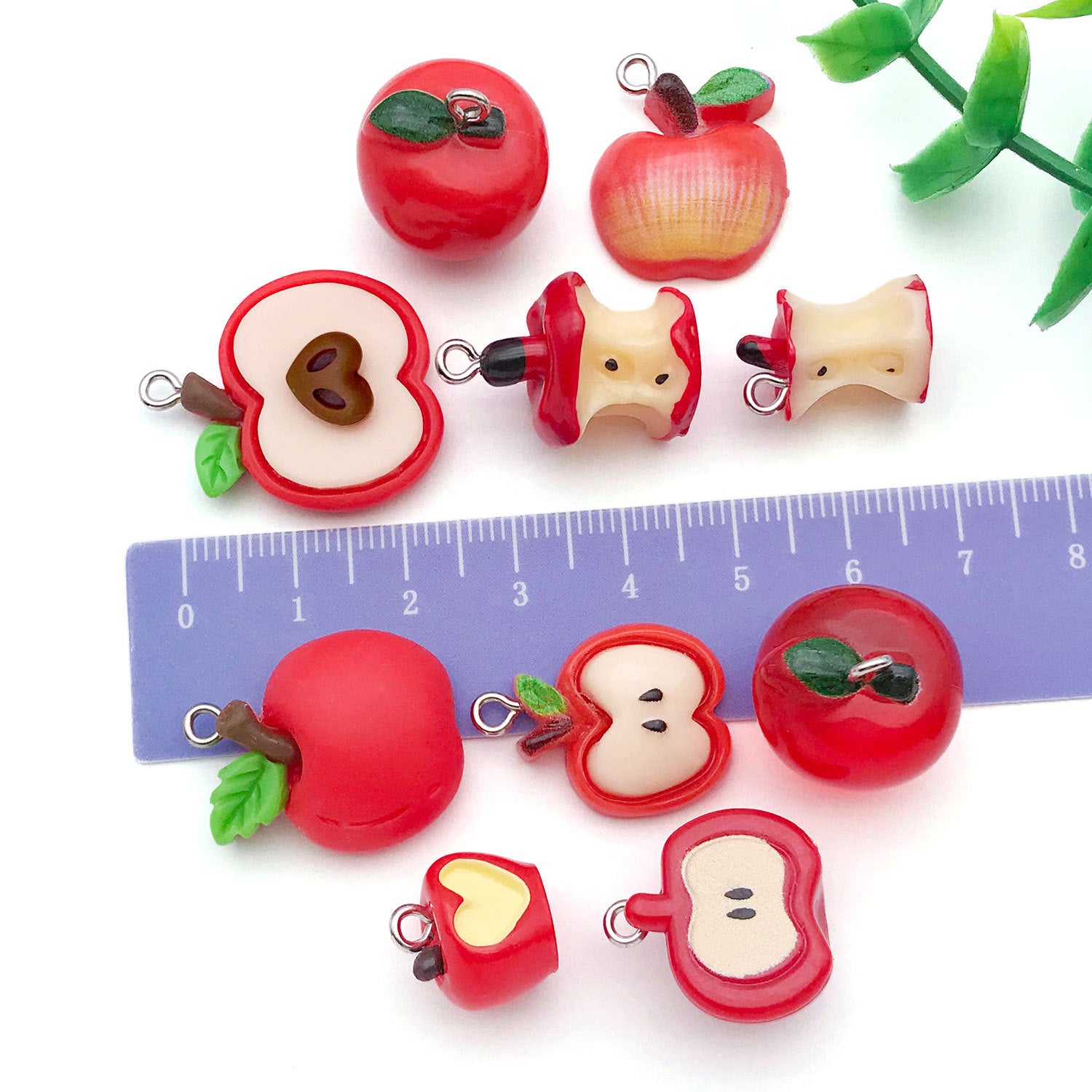 Acrylic 3D Apple Fruit Charm Pendant for DIY Bracelet Necklace Earrings Jewelry Making