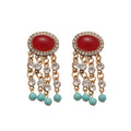 Colorful Stone and Crystal Fringe Earrings in Two Designs view 5