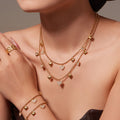 Heart Zircon Ball Chain Necklace Bracelet Earring Set view 1
