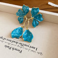 Sculpted Petal Drop Earrings in Five Glossy Color Options view 9