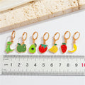 Gold Tone Enamel Fruit and Dinosaur Huggie Drop Earrings in Seven Designs view 2