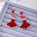 Christmas Red Acrylic Dress Santa Dangle Earrings 7 Styles view 5