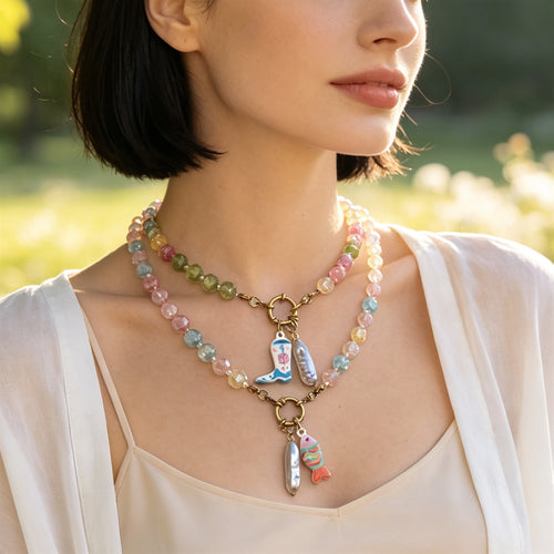 Charm bead necklace shown in an alternate product view
