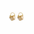 Gold Flower Basket Hoop Earrings Pearl Crystal Cluster view 5