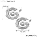 Gold Silver Geometric Metal Hoop Stud Earrings Four Styles view 12