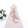 Crown Initial Letter Rhinestone Keychain Gold Tone Letters A-Z view 8
