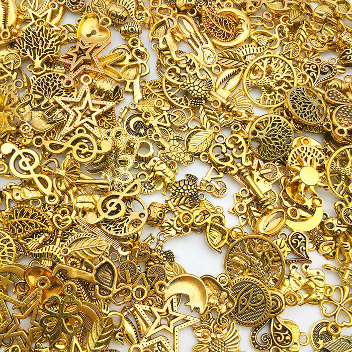 Matte Gold-Tone Mixed-Finish Metal Charms with 3 Listed Options