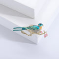 Blue Bird and Pink Blossom Brooch in 1 Style Metal Pin view 6