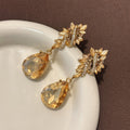 Floral Cluster Teardrop Earrings in Silver and Gold Tone view 4