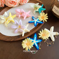 Fabric Lily Starfish Duckbill Hair Clips Green Yellow Pink view 1