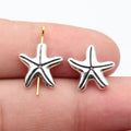 14x13mm 1.4g Antique Silver Zinc Alloy Starfish Small Hole Loose Metal Beads for Ocean Bracelet DIY
