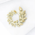 Marquise Crystal Leaf Wreath Brooch in Blue Pink or Green view 4