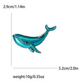 Curved Teal Enamel Whale Brooch With Gold Tone Details view 6