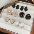 Pearl Flower Bow Stud Earring Ten Piece Sets Two Styles view 2