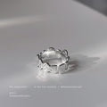 Silver Open Adjustable Ring Linked Molten Animal Band view 2