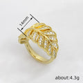 Leaf Feather Pave Finger Ring Gold Rose Gold White Gold view 4