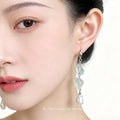 Silver Tone Blue Crystal And White Pearl Long Drop Earrings view 2
