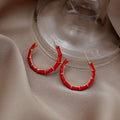 Bamboo Segment C-Shape Enamel Hoop Stud Earrings Six Colors view 7