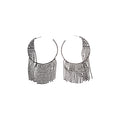 Crystal Mesh Fringe Hoop Earrings in Three Finishes view 5