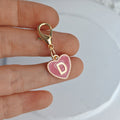 Pink Enamel Heart Letter Charms A-Z With Gold Lobster Clasp Pendant view 9