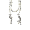 Long Pearl Strand And Crystal Bow Silver Tassel Necklace view 5
