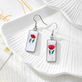 White Rectangular Pressed Flower Drop Earrings in Twelve Designs view 8