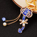 Jeweled Ruyi Tassel Keychains in Five Pictured Enamel Colors view 1