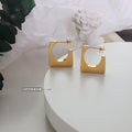 Gold And Steel Geometric Square Open Stud Earrings view 2