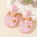 Pink Seed Bead Floral Butterfly Drop Earrings With Sequin Accents view 2