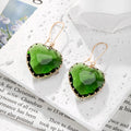 Heart Faceted Glass Dangle Earrings Serrated Bezel 8 Colors view 9