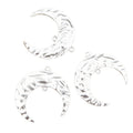 Engraved Crescent Moon Charms in an Antique Silver Finish view 5