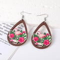 Silver Tone Tropical Flower and Flamingo Acrylic Hook Earrings view 7