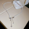 Silver-Tone Starburst And Pearl Layered Necklace Fashion Jewelry view 6