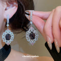 Blue Crystal Square Drop Stud Earrings Decorative Jewelry Accessory view 4