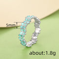White Gold Mint Enamel Clover Band Finger Ring Sizes 6-10 view 4