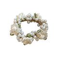 Pearl Satin Flower Hair Ties Pink White Ribbon Two Styles view 5