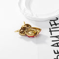 Red Gold Tone Owl Crystal Two Designs Metal Brooch Pin view 3