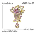Layered Crystal Flower Brooch with Teardrop Dangle view 7
