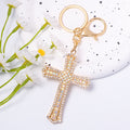 Rhinestone Cross Keychain Gold Ring Three Color Borders view 7
