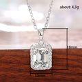 Silver Tone Emerald Cut Crystal Halo Pendant Necklace view 5