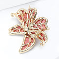 Crystal Lily Flower Brooch In White And Red Enamel view 4